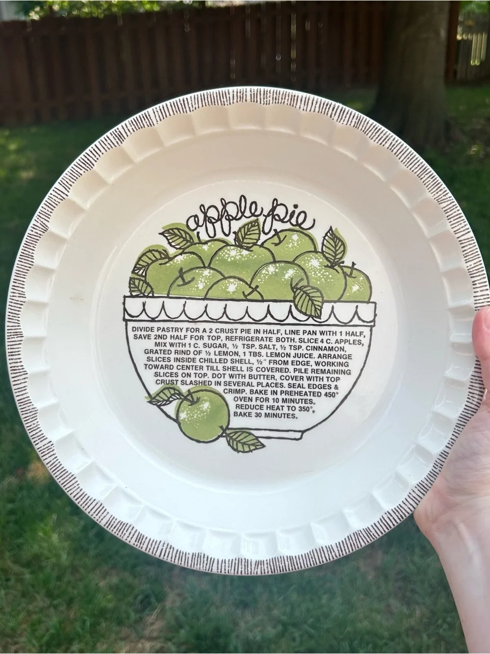 Royal China Country Harvest Apple Pie Plate with Recipe